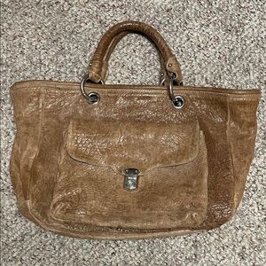 Italian made Brown Textured Leather Tote Bag